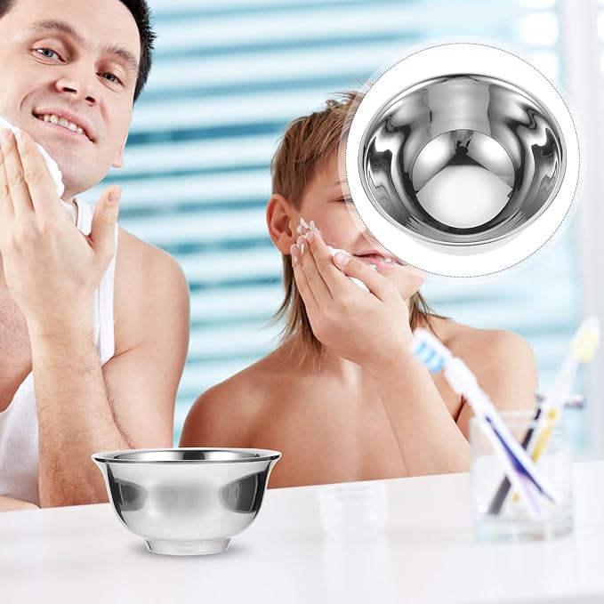 TOYANDONA Stainless Steel Shaving Soap Bowl Barber Bubble Bowl Shaving Cream Cup for Men Sturdy Suitable for Beard Care Random Style