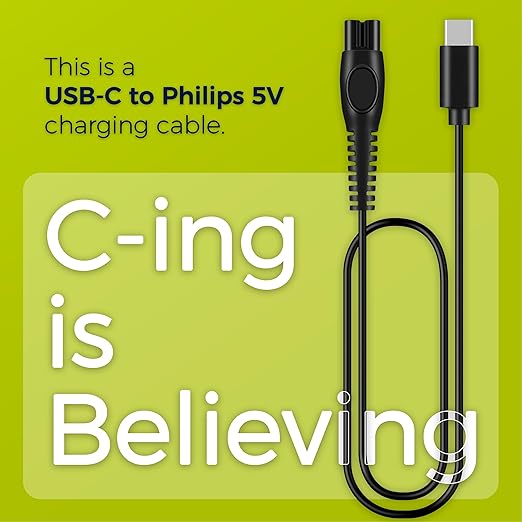 5V USB-C Charger Cord Compatible with Philips Norelco Shaver Models – QP2724, QP1924, QP4530, QP2834, QP4631, X3001, MG5910, MG5970, QP6552, MG7910, MG7970, MG9520, QP6542 & More, 2 Pack