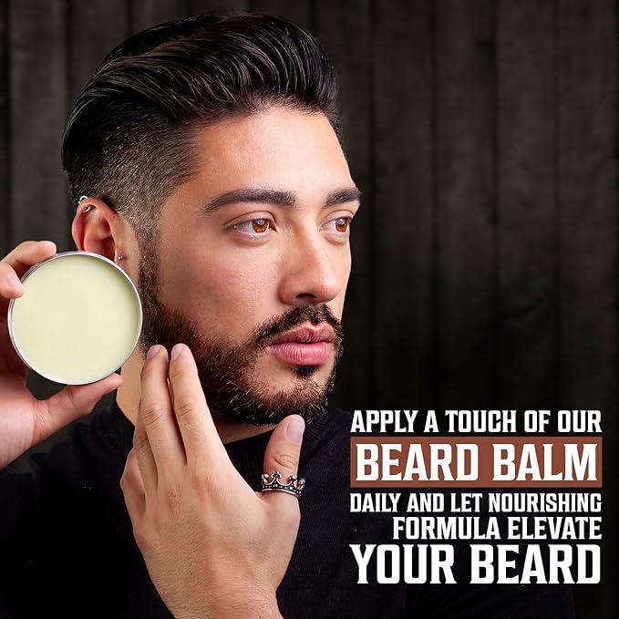 Viking Revolution 4 Beard Balm Variety Pack (1oz Each) - Sandalwood, Pine & Cedar, Bay Rum, Clary Sage - Styles, Strengthens and Softens Beards and Mustaches - Wax for Men (Pack of 2)