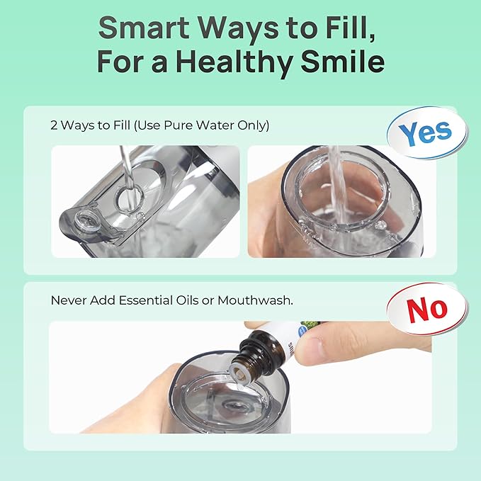 Operan 300ml Cordless Water Dental Flosser, Portable Water Flossers for Teeth, 4 Pulse Modes IPX7 Waterproof Oral Irrigator with 4 Tips, 21 Days Runtime for Travel, Home, Braces, Gum Care, Pink+1Pack