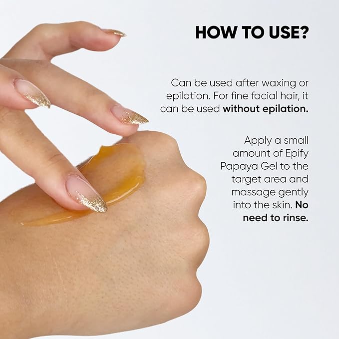 Epify Superfruit Post Epilation Papaya Gel, Hair Inhibitor for Face and Body, Non-Irritating Formula, Soothing Effect, Hair Growth Minimizer, 2.54 Fl Oz (6)
