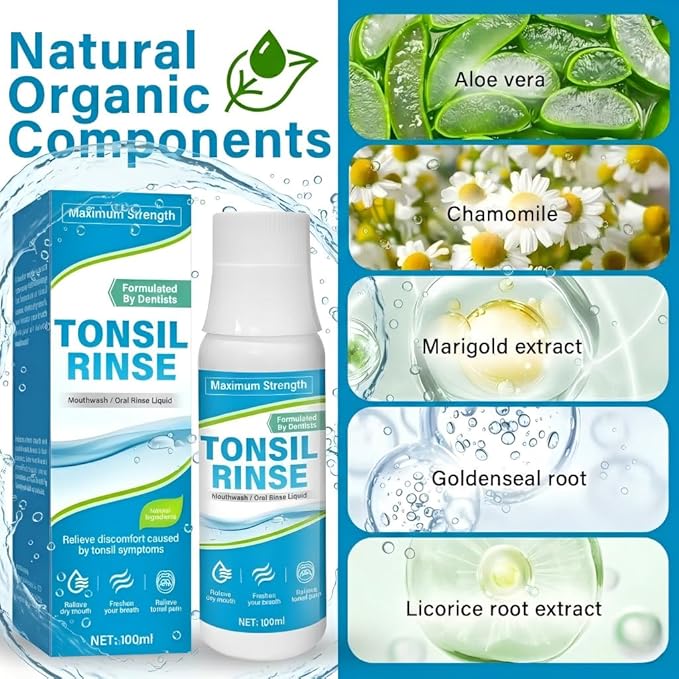 Tonsil Stone Mouthwash, Alcohol-Free Oral Rinse for Tonsil Stone Removal & Prevention, Deep Cleansing Bad Breath Treatment, Fresh Mint Flavor