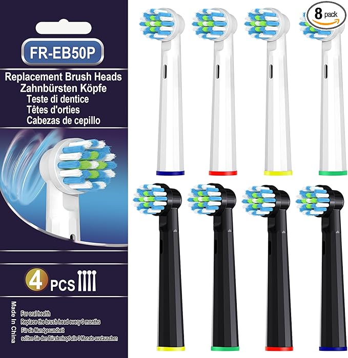 Replacement Toothbrush Heads Compatible with Oral B Pro 1000,Professional Clean,Gentle on Gums,Brush Head Refills Compatible with Oral B Braun Genius/Smart/Vitality Series,8 Pack