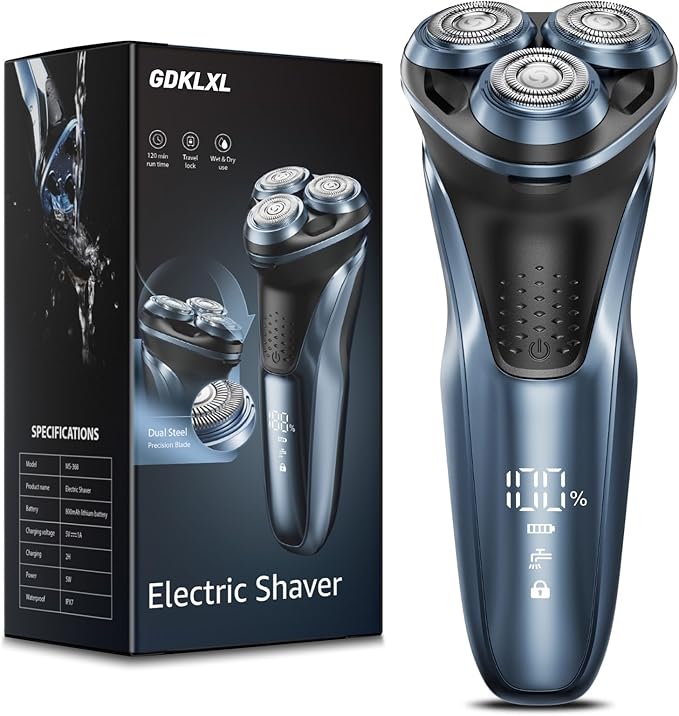 Rechargeable Electric Razor for Men: IPX7 Waterproof Shaver - 1.5H Fast Charge, 4D Flex Precision Blades with Pop-Up Trimmer - Gentle on Sensitive Skin, Travel-Friendly，Valentine's Day Gifts