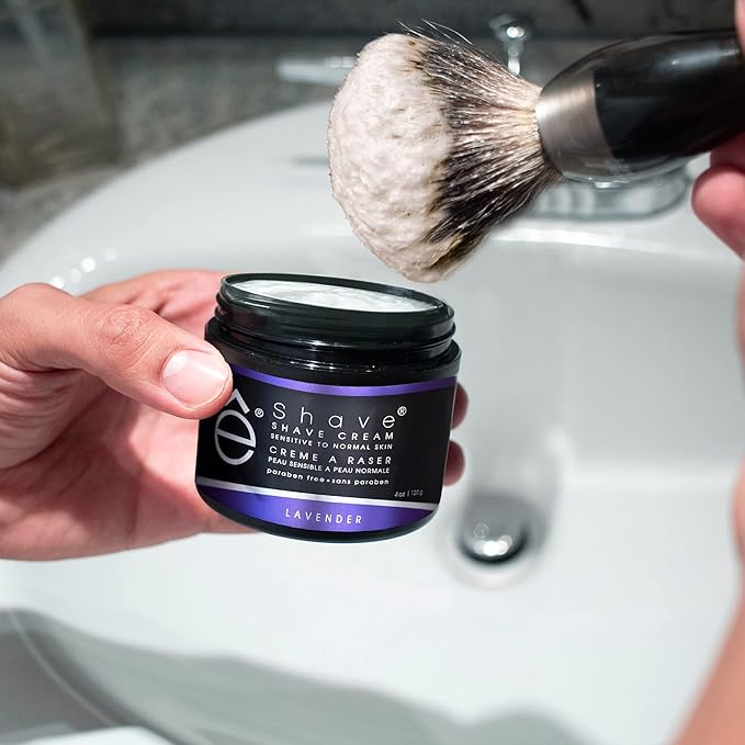 eShave Shaving Cream for Men, Lavender, prevents shaving irritation and razor burn, generates a rich lather for a soft, silky, Smoothest Shave