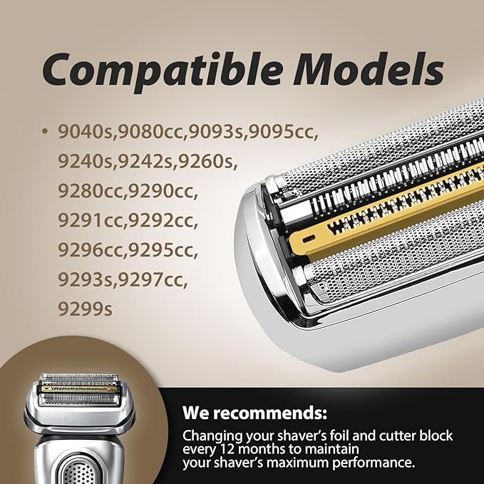 92S Series 9 Electric Shaver Replacement Head Compatible with S9 Foil & Cutter Razor Heads, Applicable for S9 9290cc, 9291cc, 9385cc, 9330s, 9370cc, 9330s, 9293s, 9296cc.New and old packaging