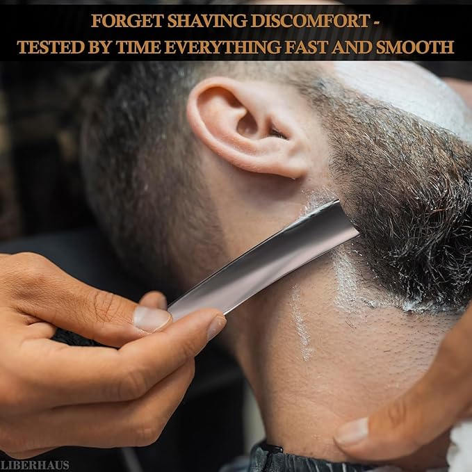 Professional Mens Straight Razor – 11.4" Barber Straight Razors for Men with Pre-Sharpened Carbon Steel Blade – Rust-Resistant & Easy to Clean Shaving Knife for Men, Ergonomic Handle & Durable Build