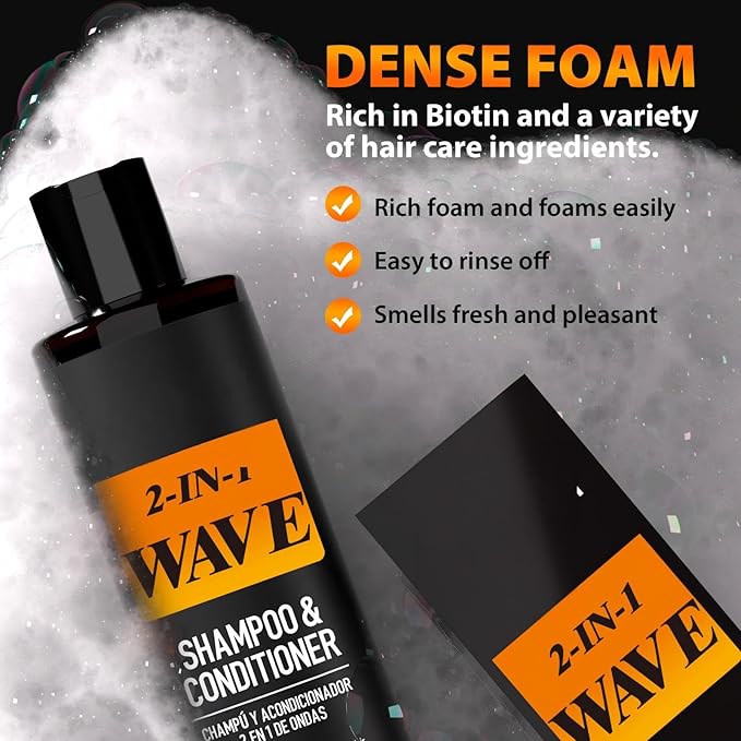 gowwim Wave Shampoo for Black Men Shampoo & Conditioner for Black Men Curl-Enhancing Formula Deep Cleansing & Moisturizing 6.76 FL OZ