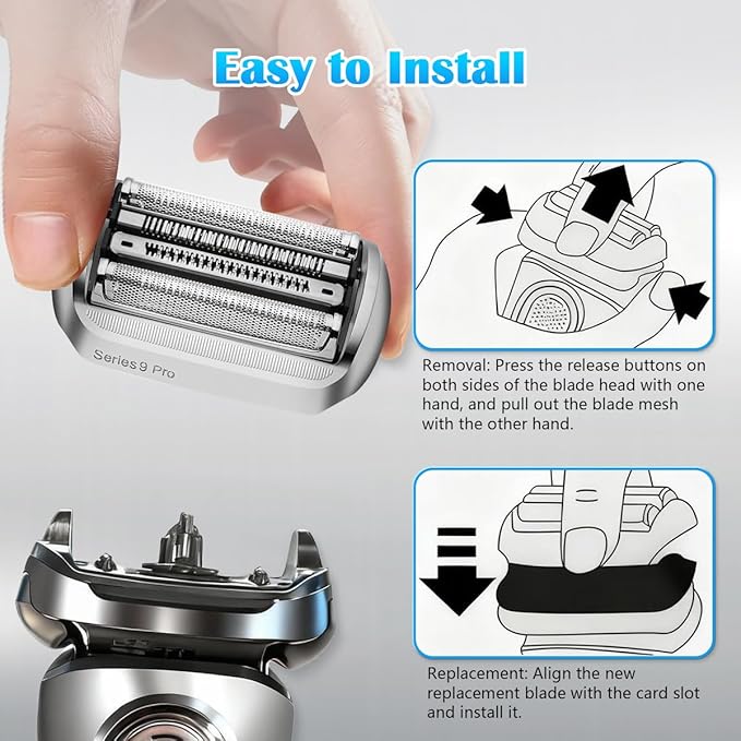 Series 9 94M Replacement Head - Compatible with Series 9 & 9 Pro Electric Shavers, Foil & Cutter Blades for Models 9290cc, 9291cc, 9370cc, 9293s, 9385