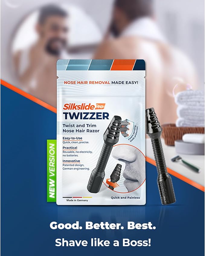 TWIZZER, Nose Hair and Ear Hair Trimmer for Men and Women, Twist and Trim Nasal Hair Removal, German Blades, Patented Design, No Electricty or Batteries