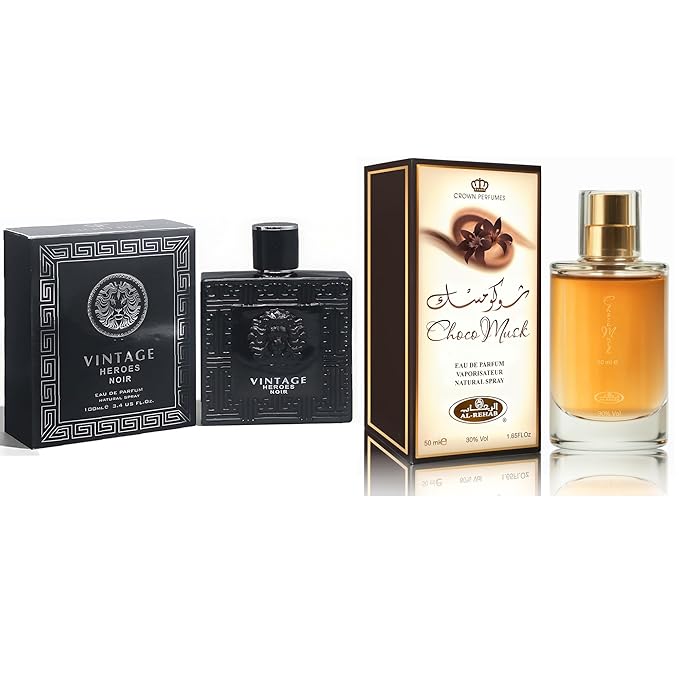 META-BOSEM Men's Perfume Gift Set, EDP, 2 Pack (3.4 oz / 100 mL each), Choco Musk, Vintage Heros Noir, Modern Fresh & Barbershop & City, for everyday & smart casual, Long-Lasting, Gift Ready