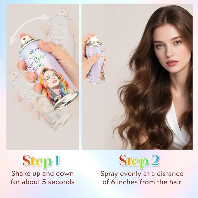 Silver Hair Spray Gray Hair Spray【Instant Color】【Skin Friendly】【Easy To Clean】【Large Capacity】Washable Hair Color Spray For Women/Men 4.06 oz，03 Gray/Sliver
