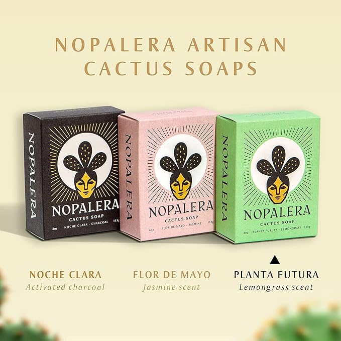 Nopalera Bar Soap, Lemongrass Essential Oils - Natural Body and Face Cleanser, Moisturizing and Exfoliating, Soft Skin Care Made With Clean, Vegan Ingredients, 4 oz