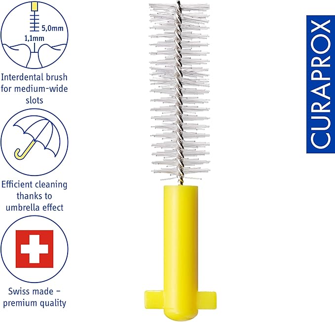 Curaprox Interdental Brush Refills CPS 09 Prime – ISO Size 2, Yellow | Ultra-Fine Filaments for Gentle Plaque Removal | 8-Pack | Swiss Made | English Packaging