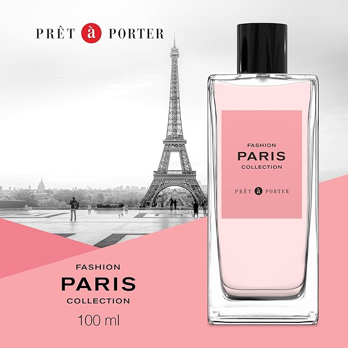 Pret à Porter City Collection Paris Eau de Parfum 100 ml(3.3 oz)(Pack of 2), Notes of Rose, Musk, and Amber, Women's Fragrance, Long Lasting, Everyday Fragrance, Travel Size
