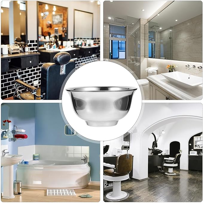 TEHAUX Stainless Steel Shaving Soap Bowl Foaming Cup Barber Shaving Soap Cup for Men Sturdy Lather Bowl Suitable for Home and Professional Use Random Style