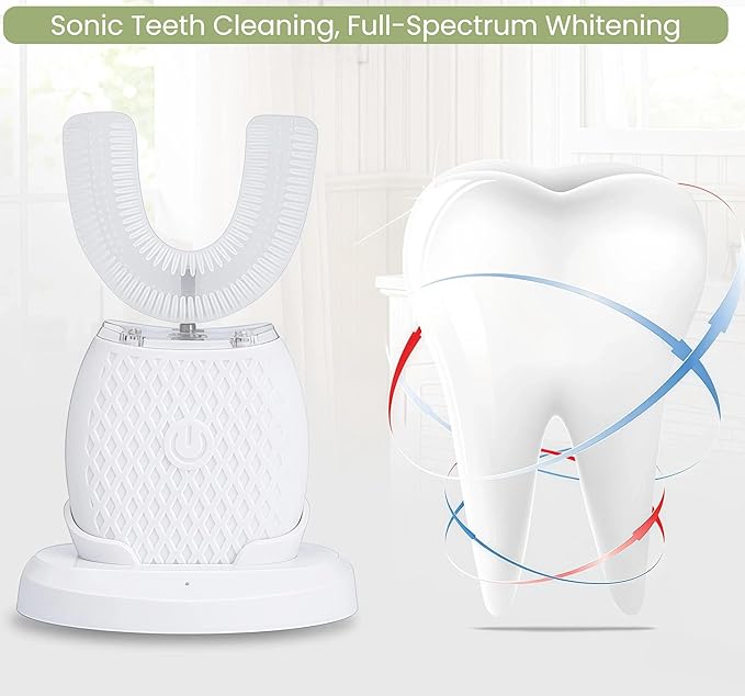Ultrasonic Toothbrush, U-Shaped Toothbrush with Automatic Brushing Technology - 360° Fast-Cleaning whitening Toothbrush, Gentle on Teeth, Innovative Design Suitable for Everyone