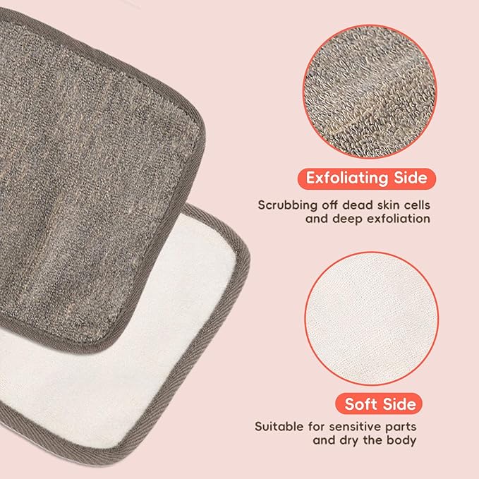 5PCS Exfoliating Washcloth for Face and Body, Dual Textured Wash Cloths for Showering, Travel Shower Rag Body Scrubber Face Wash Cloth for Women and Men (10.23 x 9.45inch)