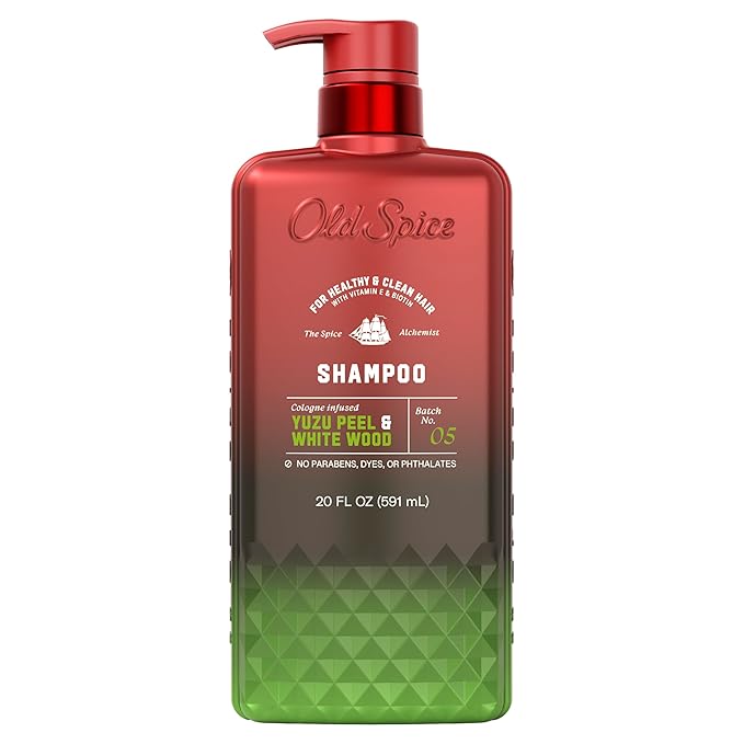 Old Spice Men's Shampoo, The Spice Alchemist Collection, Cologne-Infused Yuzu Peel & White Wood Scent, Free of Parabens & Phthalates, 21.9 fl oz