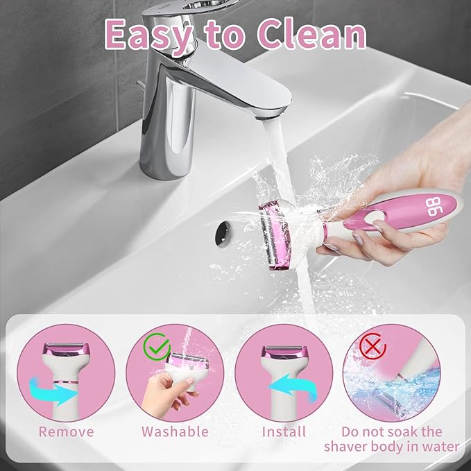 LED Display Electric Razor for Women Men,4 in 1 Rechargeable Wet & Dry Electric Shaver and Facial Hair Remover,2026 Painless Ladies Body Razors for Nose Face Body Leg Bikini Arm Hair