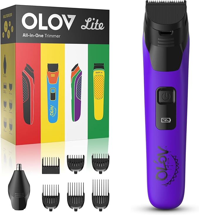 Electric Beard Trimmer for Men,Nose Hair Trimmer &Men‘s Electric Razor 10-in-1 Grooming Kit Cordless Shaver Gift-Ready for Men(Purple)