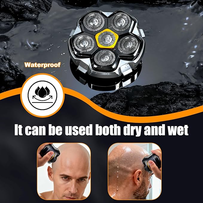 Magnetic 6 Head Shaver Replacement Heads for 6D Magnetic Electric Shaver Razor Universal Shaver Replacement Head for Bald Men and Face (Black(2PACK))