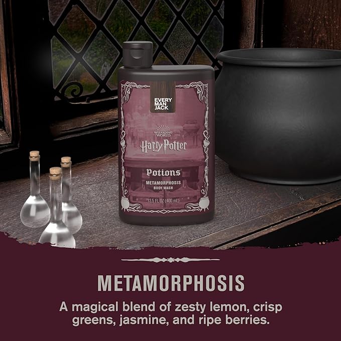 Every Man Jack Harry Potter Collectors Body Wash - Hogwarts Inspired Scents & Clean Ingredients - Potions - Metamorphasis Scent - 13.5 oz (Pack of 2)
