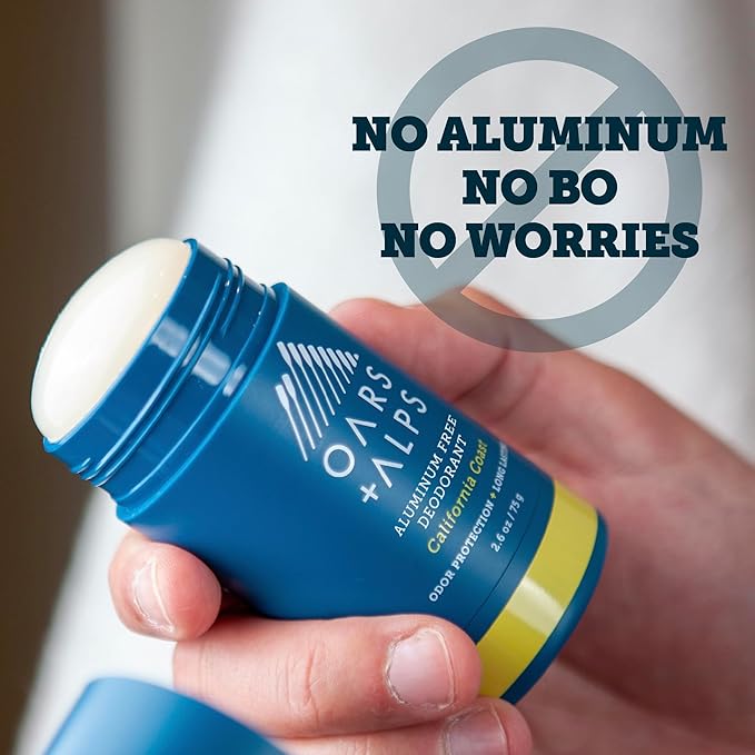 Oars + Alps Deodorant for Men & Women, Aluminum Free Deodorant for Men, Dermatologist Tested, Clean Ingredients, Vegan, Long Lasting, Odor Protection, California Coast, 2pk, 2.6oz