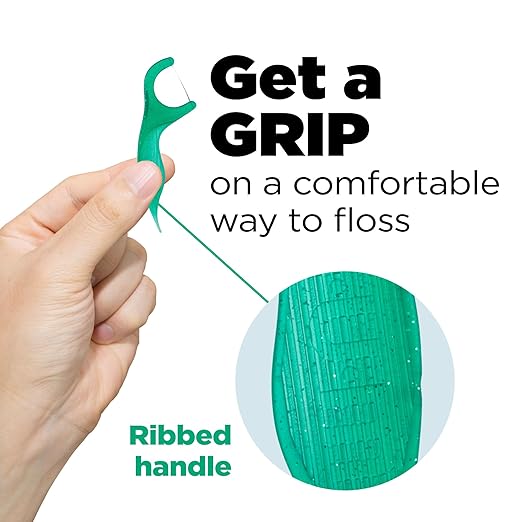GUM Professional Clean Floss Picks - Extra Strong Shred-Resistant Floss, Easy Grip Handle - Dental Flossers for Adults - Fresh Mint Flavor, 90 Count (Pack of 2)