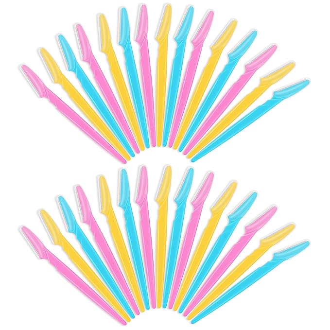30 Pcs Eyebrow Razors Bulk Multicolor Face Razor Multipurpose Facial Razor Dermaplaning Tools for Women Men Eyebrow Trimmers Shaver with Protective Cover, Hair Removal Tools for Face Body Use