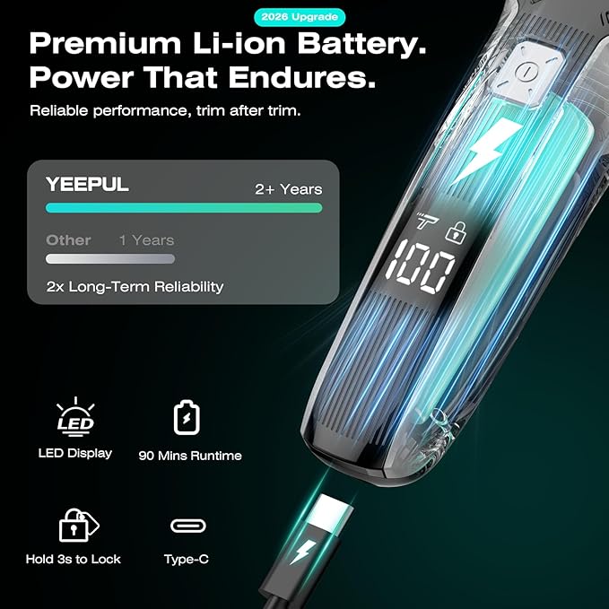 [2026 Upgrade] Beard Trimmer for Men, 12-in-1 Cordless Grooming Kit with Charging Dock, Professional Barber Hair Clippers, IPX7 Waterproof Body Groomer, Electric Razor for Nose/Ear/Mustache/Facial