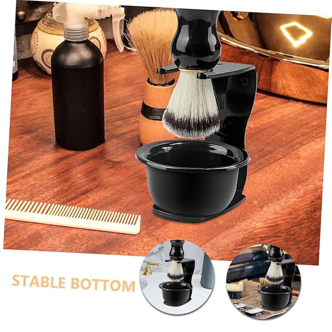 FRCOLOR 3pcs Safety Razor and Brush Stand Men's Grooming Shaving Razor Holder Portable Travel Shaving Brush Rack