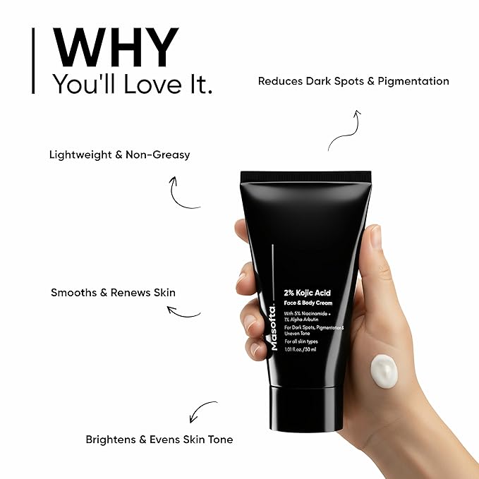 2% Kojic Acid Face & Body Cream for Pigmentation, Melasma, Acne Marks, Underarms, Neck - For Men & Women 30 ml (Pack of 1)