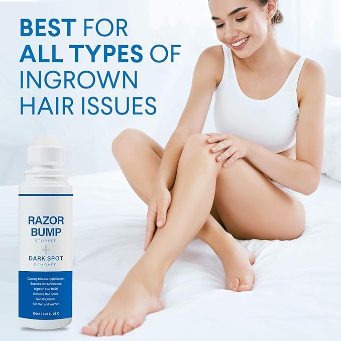Razor Bump Stopper with Ingrown Hair Treatment: Razor Bumps Treatment for Men and Women, After Shave Solution for Ingrown Hairs and Razor Burns, Roll on Applicator - 3.38 Fl Oz (Pack of 2)