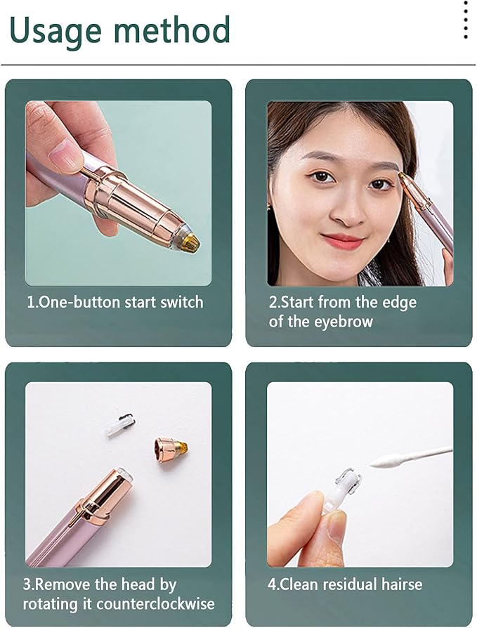 Eyebrow Trimmer,Electric Eyebrow Razor with Built-in LED Light,Rechargeable Eyebrow Remover for Women