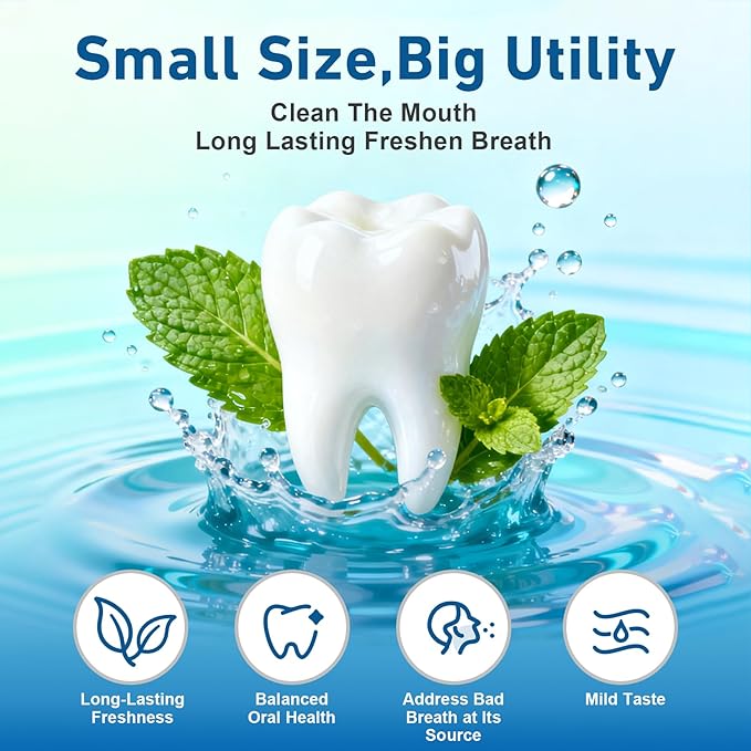 VINSULLA Travel Size Mouthwash - Portable Packets,Alcohol & Fluoride Free,Fresh Cool Mint Flavor,Disposable Oral Care Strips for On-The-Go Hygiene (0.41 Fl Oz (Pack of 30), Mint)
