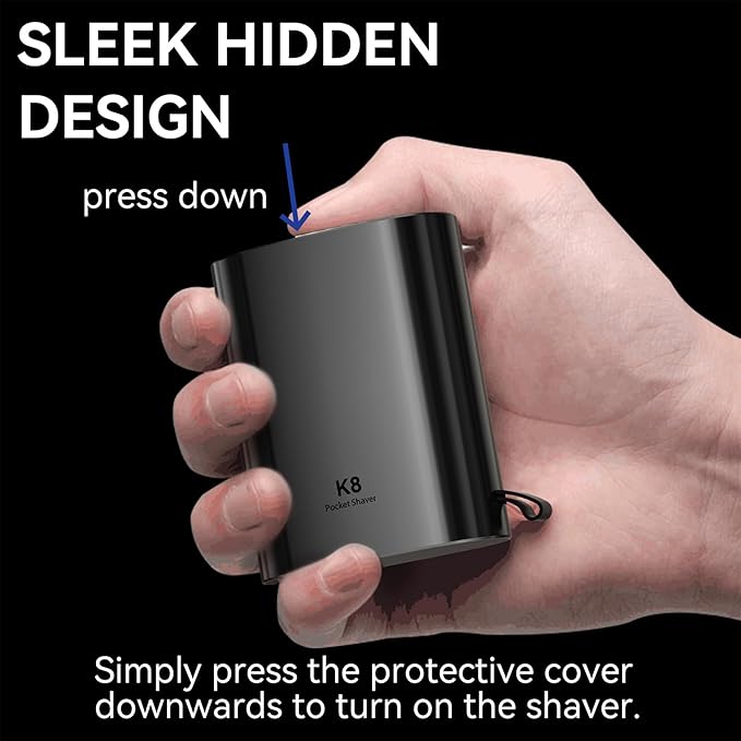 ENCHEN Mini Electric Shaver for Men, Portable Magnetic Dual-Head Rotary Pocket Electric Razor for Face, IPX7 Waterproof Wet & Dry, USB-C Rechargeable for Home, Car, Travel, K8,Black