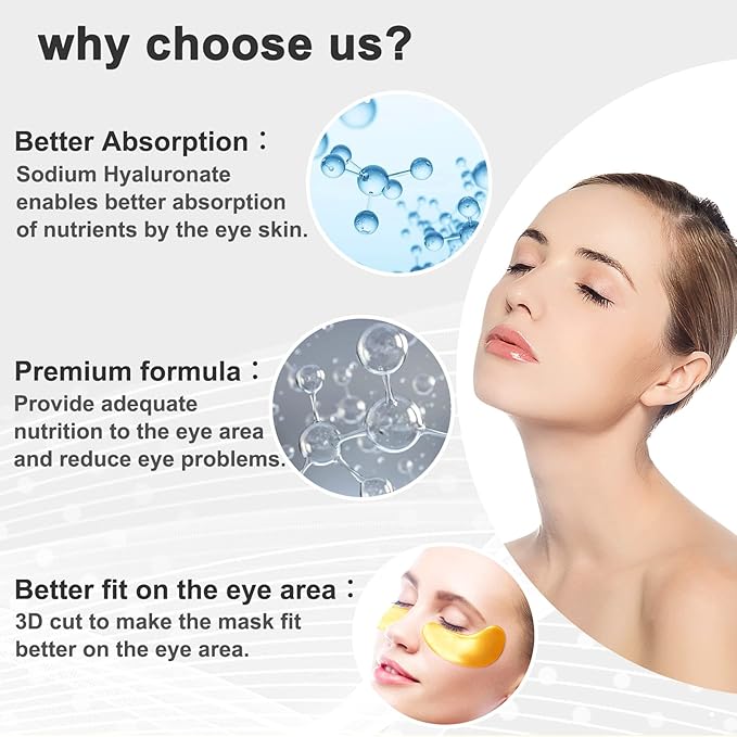 Permotary 30 Pairs Gel Crystal Collagen Under Eye Patches, 24K Gold Eye Mask for Moisturizing Skin, Lighten Dark Circles, Reduce Wrinkles & Puffiness,Valentines Day Gifts