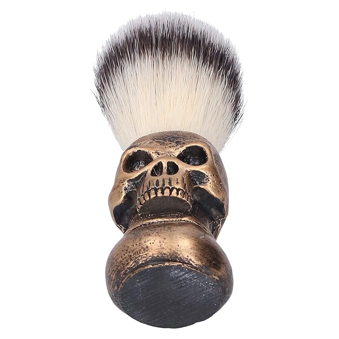 Barber Cleaning Hairbrush, Neck Duster Shaving Beard Brush with Creative Skull Handle Hair Brush Cleaning Tool for Professional Salon and Home