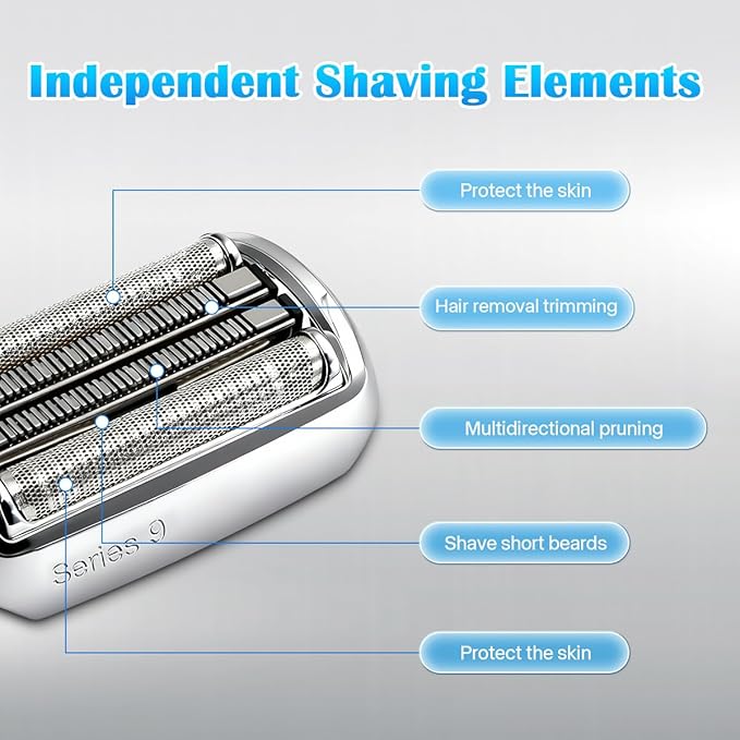 92S Series 9 Replacement Head, Compatible with All Braun Series 9 Electric Shavers, Fits 9477cc 9330s 9465cc 9460cc 9419s 9390cc 9385cc (Silver) (92S)