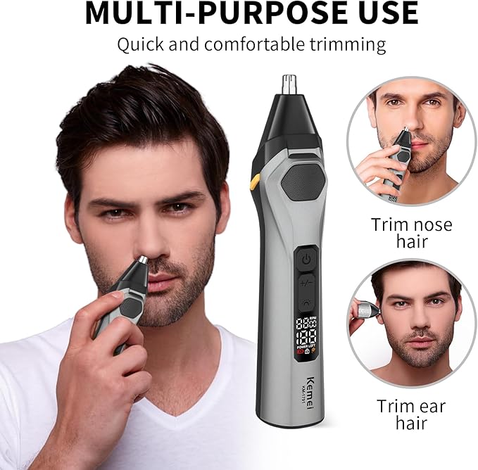 KEMEI Professions Beard Trimmer for Men Cordless IPX6 Waterproof Mens Beard Trimmer for Night Lighting Lamp Rechargeable for Nose, Body, Face and Mustache with LED Display Gifts Mens KM-1791