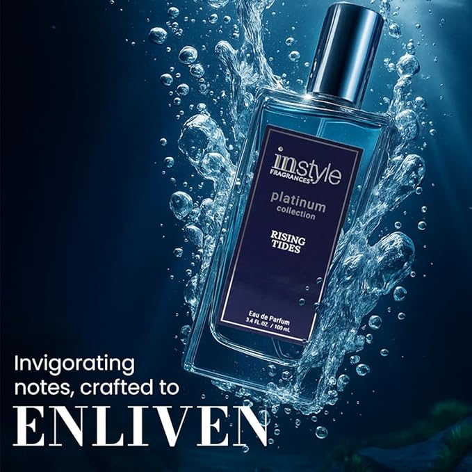 Instyle Fragrances Platinum Collection Rising Tides, Inspired by JPG’s L.e Male, Premium Men’s Eau de Parfum, CLEAN, Vegan, Paraben-Free, Never Tested on Animals, 3.4 Fluid Ounces