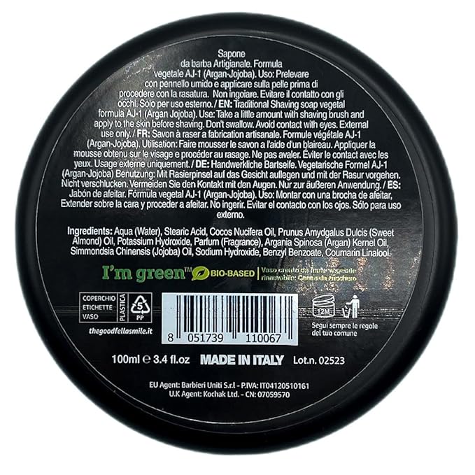 The Goodfellas’ Smile FURIAH (Leather & Wood) Italian Shaving Soap – Premium Tallow-Based Wet Shaving Soap for Razor Glide, Brush Lather & Bold Scented Grooming