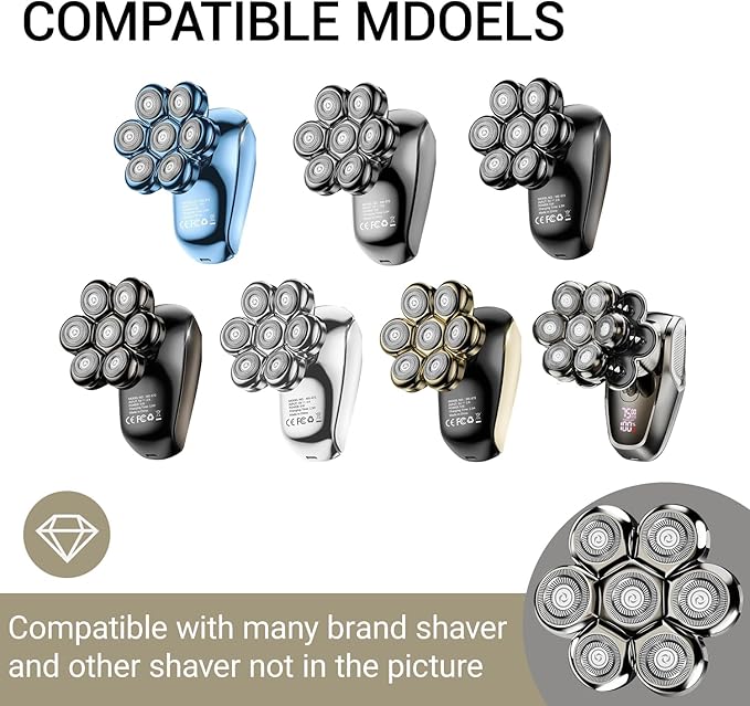 7D Floating Head Compatible with SHPAVVER Replacement Heads,Head Shaver Replacement Heads Compatible with SHPAVVER Electirc Shaver for Men,7D Head Shavers for Bald Men.