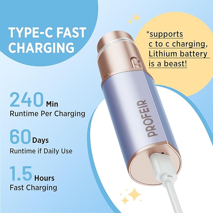 Facial Hair Removal for Women: Electric Hair Removal Device - Rechargeable Painless Face Razor for Chin Upper Lip Peach Fuzz with Light Gifts for Women(Blue Gold)