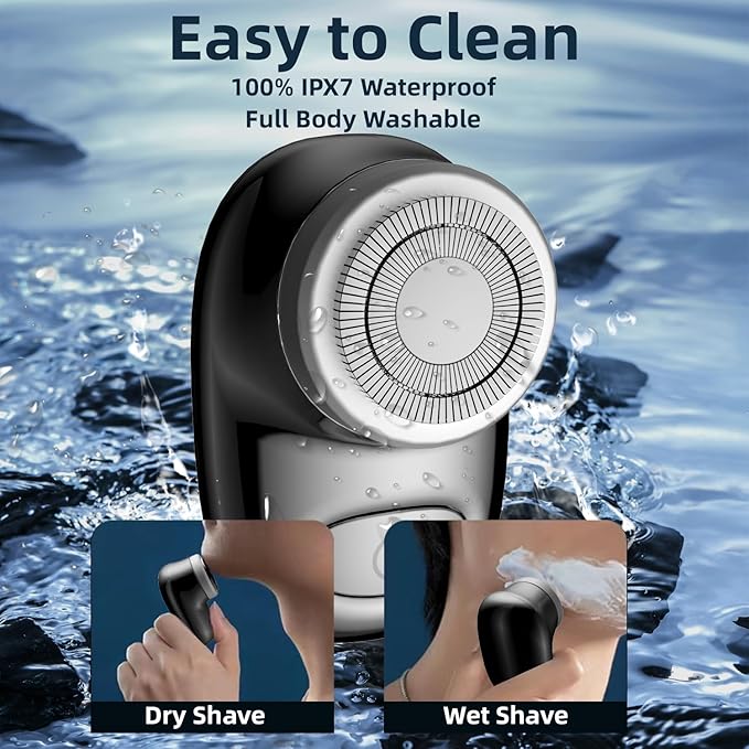 Mini Electric Shaver, Pocket Size Electric Shaver for Men Women, Rechargeable Easy One-Button, Portable Powerful Waterproof Razor for Travel Office Business Trip (2Pack)