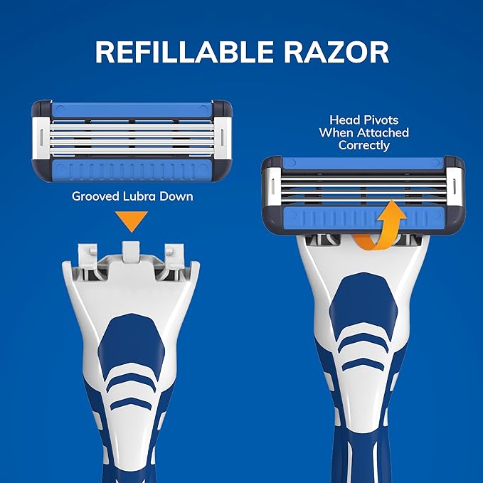 BIC EasyRinse Anti-Clogging, Refillable Men's Razors With 4 Blades, 1 Handle and 9 Refill Razor Cartridges Razor Kit