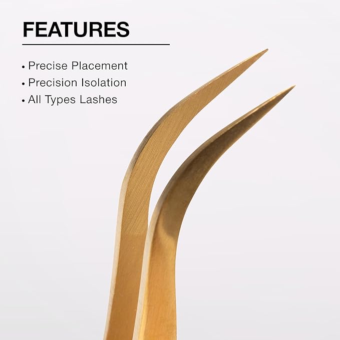 Curacoro Lash Tweezers for Eyelash Extensions - LashSmith Precision Curved Tweezers for Every Fan Style