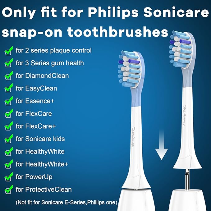 Toptheway Replacement Toothbrush Heads Compatible with Philips Sonicare C-3 Premium Plaque Control 4100 5100 6100, Replacement Heads for G3 W3 C2 G2, 4 Brush Heads, Full Size, White