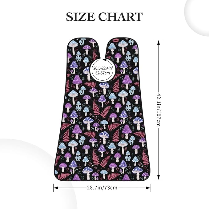Ultimate Shaving Bib, Beard Trimming Apron with Hair Catcher, Trippy Purple Blue Mushrooms